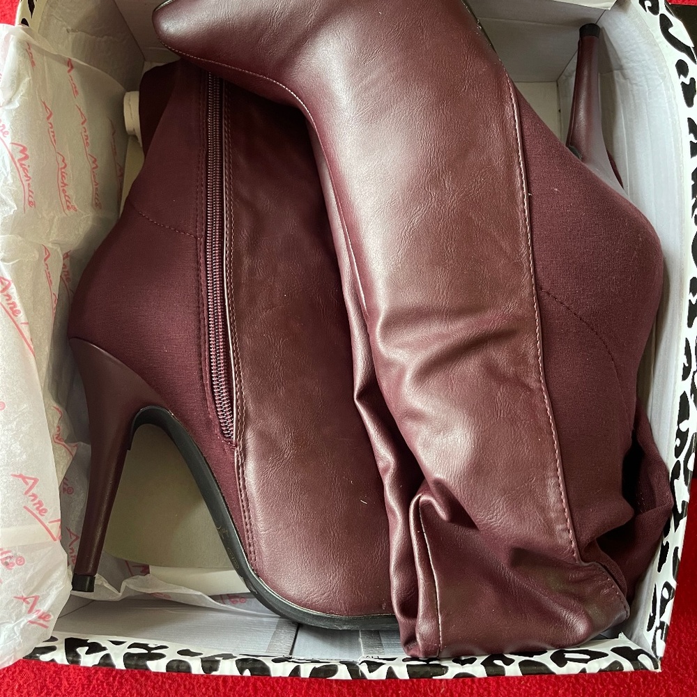 New Anne Michelle- Lonestar-25 Knee High Boots Size 9M Color: Oxblood